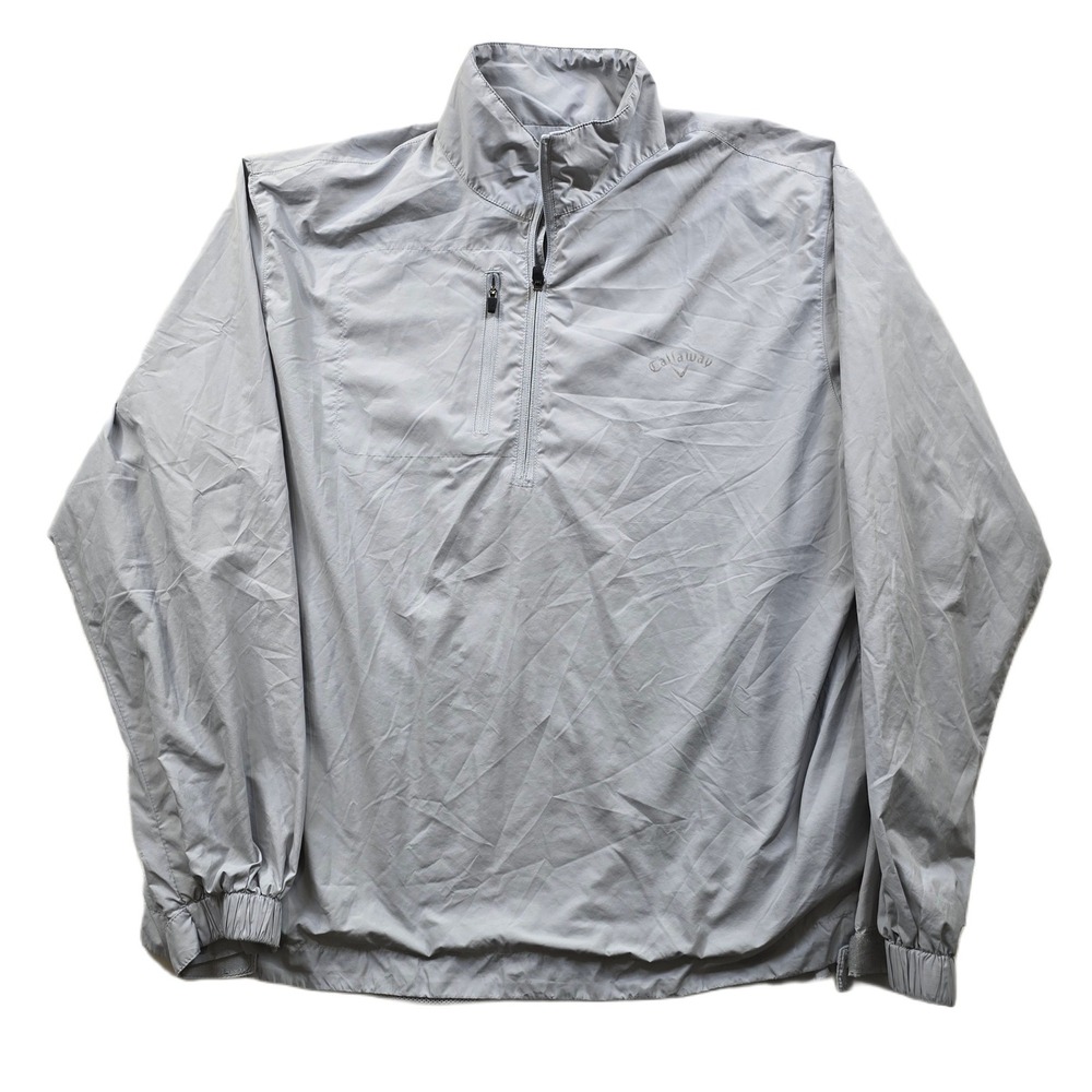 Callaway Golf Windbreaker Jacket Mens Medium Gray‎ Quarter Zip Pullover